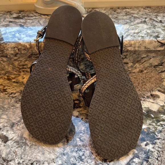 Tory Burch Sandals Chocolate with Python Print strap Size 7 - Picture 3 of 3